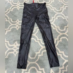 Spanx faux leather leggings, size M, black